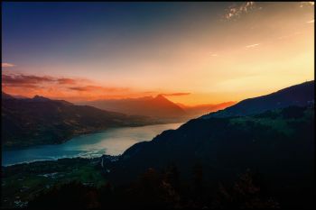 Sonnenuntergang auf der Harder Kulm, Interlaken